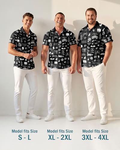 Image of 99TIMORO Fathers Movie Hawaiian Shirt for Men, Characters Button Down Short Sleeve Top, Summer Beach Gifts