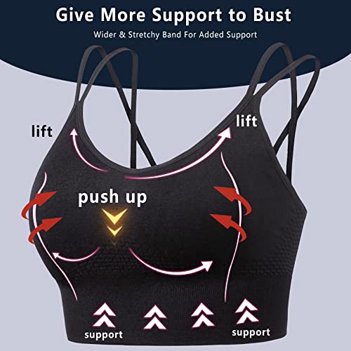 Image of Sports Bra, Workout Tops for Women, Medium Impact Strappy Padded Sports Bras for Women High Support