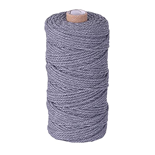 3mm X 109yards Macrame Cotton Cord Colored Cotton Rope Macrame Rope for Handmade Plant Hanger Wall Hanging Craft Making Macrame Supplies Gray