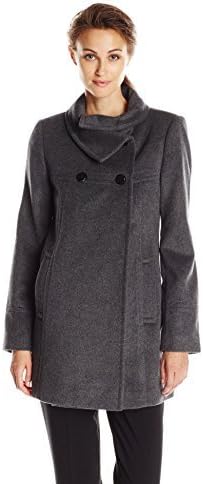 Larry Levine Women's Double Breasted Mid Length Wool Coat Black Size XL