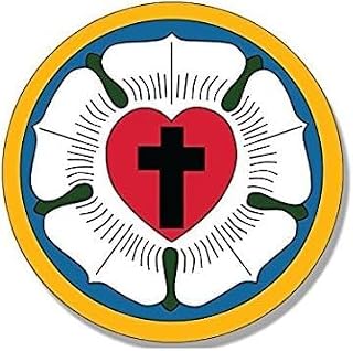 3 Pack Reflective Round Lutheran Church Logo Sticker (Religion Sect Christian Seal Insignia)- Sticker Graphic Decal