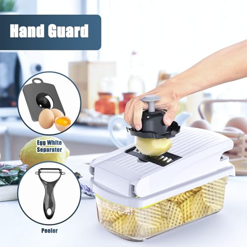 Vegetable Chopper - Mandoline Slicer, Onion Veggie Food Chopper with Container, Cucumber Potato Slicer, Salad Chopper Tool, 15 in 1 Kitchen Gadgets, Perfect for Cooking House Warming Gifts - Image 6