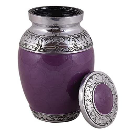 Small Keepsake Cremation Urn for Human Ashes – Mini Urn – Elegant Funeral Urn with Secure Lid – Premium Aluminum Burial Urn for Adults-45 Lb– Honor Loved Ones with Velvet Bag (Pearl Purple)