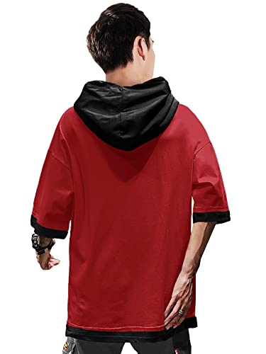 Image of EYEBOGLER Men's Trendy Hooded Neck Half Sleeves Solid T-Shirt