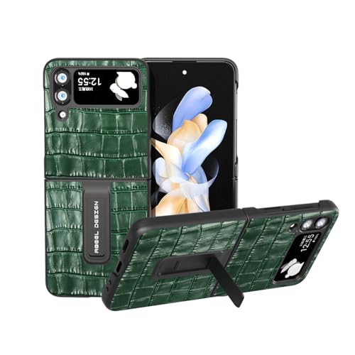 Coque Samsung Galaxy Z Flip 3 vert cuir véritable idéale pour les appels vidéo