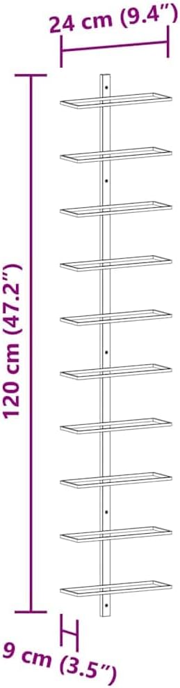 vidaXL Wall Wine Rack 2 Pcs, Wine Bottle Holder for 20 Bottles, Wall Mounted Wine Storage, Wine Bottle Organizer for Living Room Kitchen, Black Metal