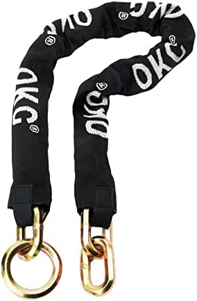 OKG Heavy Duty Security Chain, 3.9 ft x 12mm (1/2 in.) Thick Ultra Cut Proof Hardened Steel Chain - Anti Theft Cinch Ring Lock Chain for Motorcycle, Moped, Trailer, Container, Gate, and More