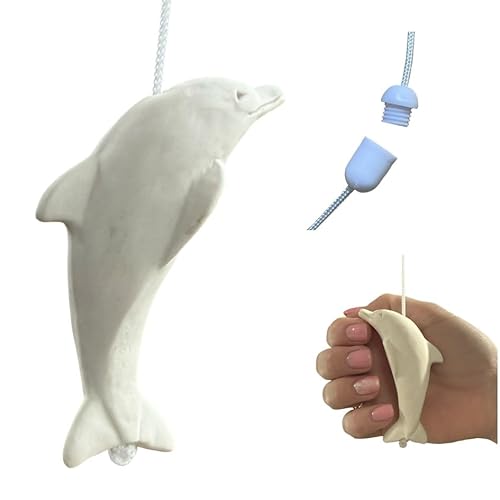 Lowgy Ceramic Sealife Light Pull with Choice of Cord Colour and Connector - Marine Pull Cord for Bathroom (Ivory/White Dolphin)