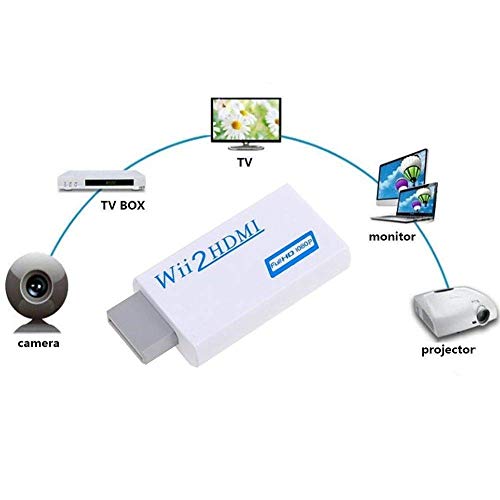 Mondpalast @ Wii a HDMI Converter Wii2HDMI Adapter 1080P Full HD con 3,5 mm Stereo Audio Jack para Nintendo Wii Wii Consolas Monitor HDMI HDTV Beamer