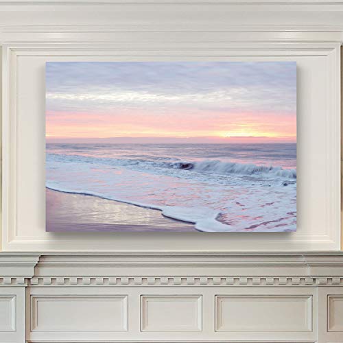 Renditions Gallery Canvas Nature Wall Art Home Paintings & Prints Pastel Peaceful Beach Morning Glam Modern Romantic Coastal Artwork Decorations for Bedroom Office Kitchen - 24"x36" LT39