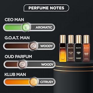 Bella Vita Luxury Long Lasting Perfume Gift Set for Man | 4x20ml | Gifts for Men | Woody, Citrusy, Oud, Premium Fragrance Scent | KLUB, OUD, CEO, G.O.A.T | Best gift for Valentine's Day