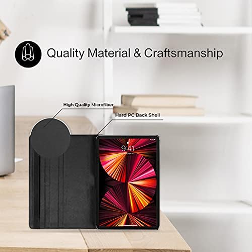 DN-Technology iPad Pro 11 Case, iPad Pro 11 4th / 3rd Gen Case, iPad Pro 11 inch Case, 360° Rotating Multi-Angle Stand, PU Leather Flip Folio Case For Apple iPad Pro 11 3rd Gen Case 2022 / 2021