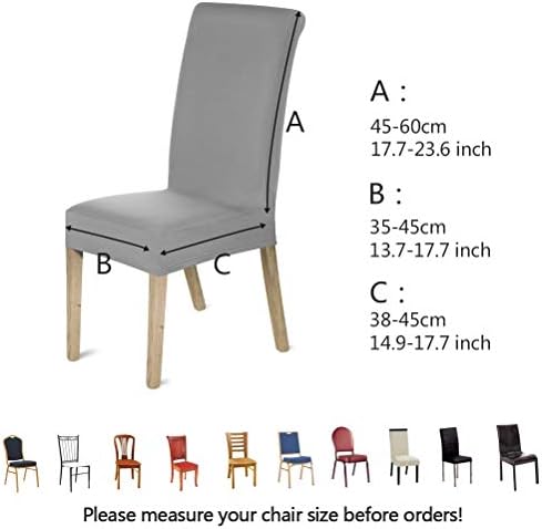 OFNMY Dining Room Chair Covers Slipcovers Set of 4, Elastic Stretch High Back Chair Slipcovers,Stretch Removable Washable Dining Chair Protector Seat Covers for Hotel,Wedding,Home, Kitchen (Gray)