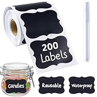 200 Pcs Chalkboard Labels,2.83x1.95 IN Reusable Labels With 1 Liquid Chalk Markers Removable Labels,Suitable for Mason Jars Storage Boxes Food Containers Storage Jars Kitchen Food Spice Storage(Black)