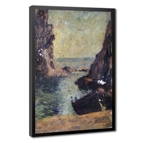 Impression sur toile de Joan Brull : croquis marin avec falaises, cadre suspendu 20x30 cm