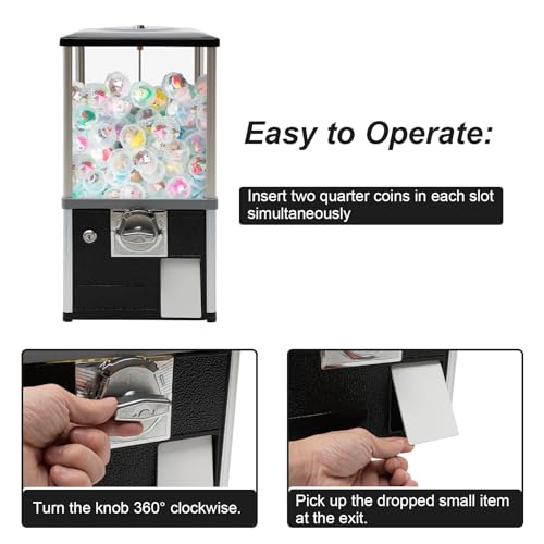 Vending Machine, 1.77-1.97 Inch Spherical Capsule Candy Dispenser Store Bulk Vending Machine Vintage Style Gumball Machine for Game Stores, Retail Stores, Amusement Parks (Black)