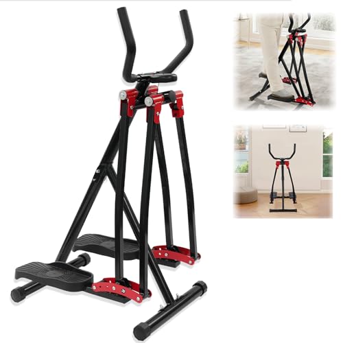 ZHISHUAI Air Walker Elliptical Glider Exercise Machine, Space Walker Exercise Machin with LCD Display, Foldable Cardio Elliptical Machine, 330LBS Weight Capacity, Full Body Cardio Machine for Home Gym