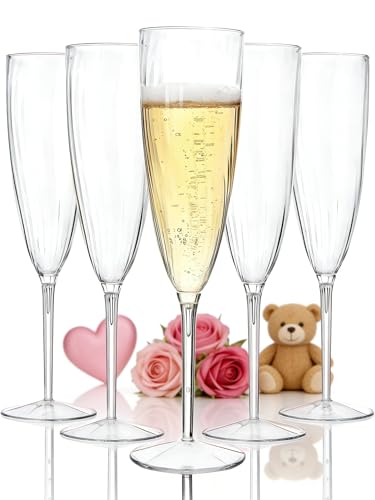 WDF 36PCS Clear Champagne Flutes Plastic - 6 OZ Clear Disposable Champagne Flutes Party Supplies for Wedding/Birthday/Parties