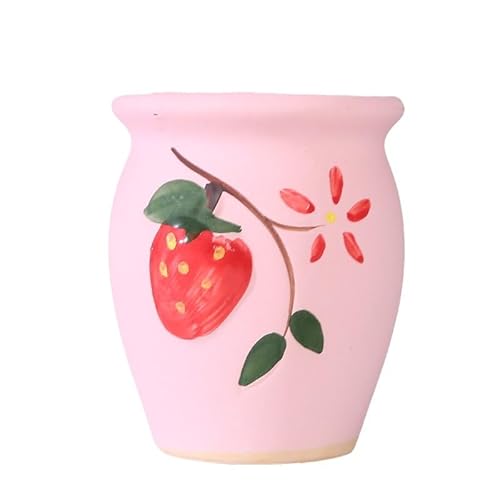 HUFFA Colorful Hand-painted Ceramic Succulent Flowerpot - Small Thumb Pot for Indoor Plants(Color4)