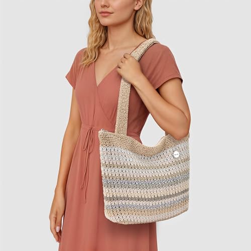 Image of The Sak Casual Classics Tote Bag - Hand Crochet Woman's Purse For Everyday, Travel, Beach Bag - Handbag With Shoulder Straps