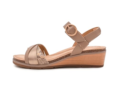 Clarks Clarks Women's Kacha Twist Wedge Sandal, Taupe Combi Leather, 9