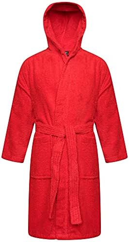 Kids 100% Cotton Bathrobe Hooded Terry Towelling Shawl Collar Bath Robe Bath Robe Dressing Gown 5 Colours Age 2-13