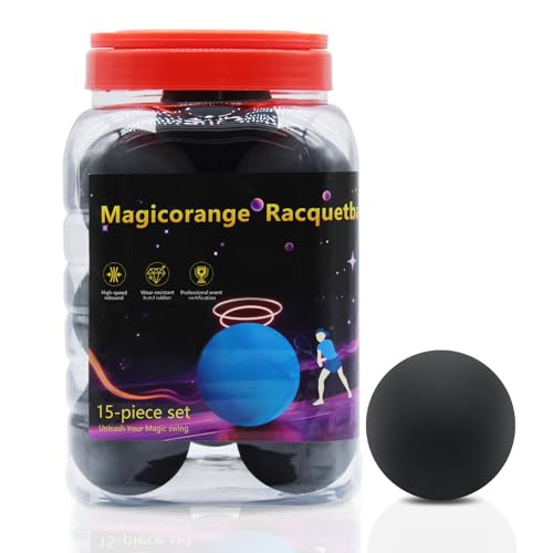 Magicorange 15 Pack Racquetball Black Colored Racquetballs High Bounce Rubber Racquetballs (Black)