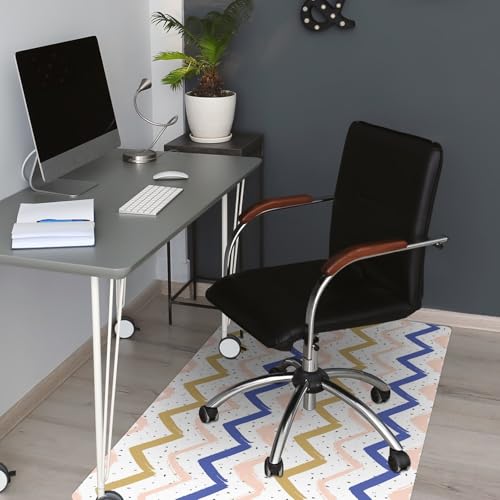Tapis de chaise design zigzags peints protège-sol PVC rectangulaire 100x70 - 5