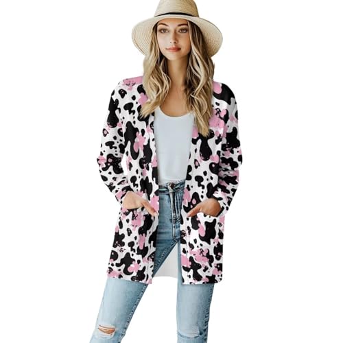 Image of Women's Open Front Cardigan Long Sleeve Loose Sweater Lightweight Soft Cardigan Jackets