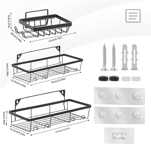 ChicSolis 3 Stück Duschablage ohne Bohren - Rostfreie Badezimmer Organizer, Schnell Trocknende Badregal