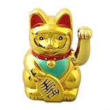 Gato de dinero Feng Shui dorado, Maneki-Neko, gato japonés de la suerte, saludando a mano bailando para decoración del hogar