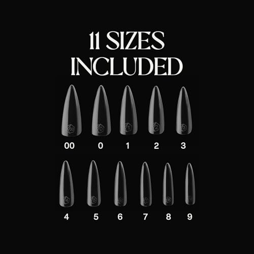 Aprés Gel-X® Sculpted Stiletto Long Tip Box | 500pc Gel-X Tips, 11 Sizes 00-9, Premium Quality