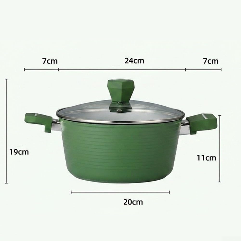 Suppentopf aus robuster Legierung mit doppelten Griffen, induktionsgeeignet für Nudeln und Eintöpfe, leicht zu reinigen, 48x24x11 cm, Grün