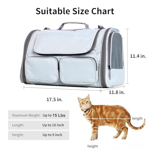 Image of Cawypety Cat Backpack Carrier, Breathable Cat Carrier Pet Backpack for Kitty Small Dog Up to 15Lbs, Transparent & Foldable Pet Carrier for Travel Hiking (Ash Grey)