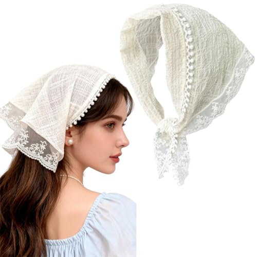Pañuelos Cabeza Mujer, Bufanda Triangular de Encaje, Bufanda Triangular de Encaje
