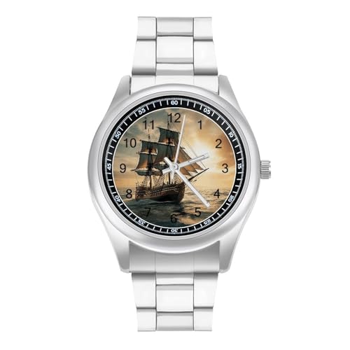 VstaDank Armbanduhr für Herren und Damen, modern, modisch, Business, Edelstahl- Armbanduhr, Gehäuse aus Legierung, stilvoll, luxuriös, lässig, leicht zu lesen, Unisex, analoge Uhren