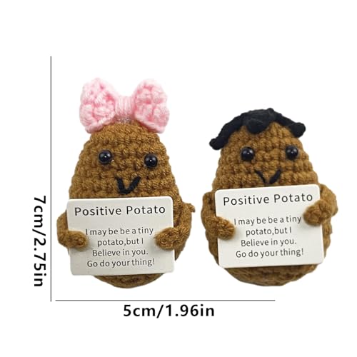 FPGEAR Boneca Tomate Tricotada - Brinquedo de batata de crochê com cartão inspirador,Bichos de pelúc