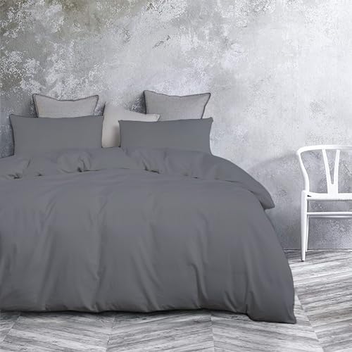 Filo Magico 400 Thread Count Duvet Cover Set, 100% Egyptian Cotton Sateen Duvet/Quilt Cover with Pillowcases, Luxury & Ultra Soft Grey Bedding Set - Easy Wash (Grey, King)