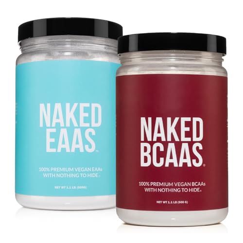 Unflavored Naked BCAAs + EAAs Powder Bundle | Vegan Essential Amino Acids, 500g Each, 100 Servings, 2:1:1 Ratio, No Additives
