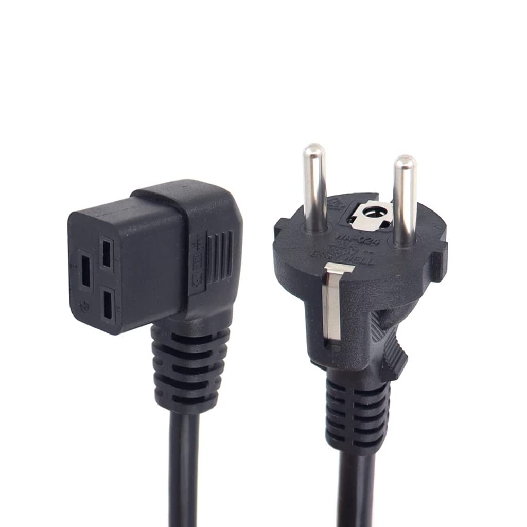 Toptekits CEE7/7 European Schuko to Right Angled IEC C19 Power Cords, 16A 250V, Connected to C20 AC Power Cable Adapter Lead Cord (Schuko to Right C19