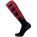 Merino Wool Plaid Ski Socks – Comfortable Warm Medium Weight Cold Weather Skiing Sock – Use for Ski, Snowboarding, Winter (M, Black/Red)