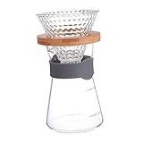 TOPBATHY 2 Stück Teiliges Transparente Kaffeekanne mit Filter Handgefertigte Kaffeekanne Multifunktionale für Tee Holzuntersetzer Hitzebeständig
