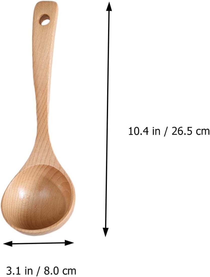 BETOOKY Wooden Soup Spoon Large Beech Wood Ladle for Hot Pot and Porridge Serving Kitchen Utensil for Home Dining