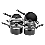 Amazon Basics - Set di pentole in ceramica antiaderente per induzione, 6 pezzi, con coperchi