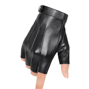 Fingerless Driving Gloves PU Faux Leather Outdoor Sport Halloween Cosplay Costume Half Finger Glove for Men Women Teens