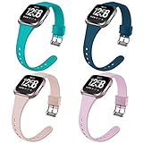 Coperr 4 Packs Bands Compatible with Fitbit Versa/Fitbit Versa 2/Fitbit Versa Lite for Women Men, Narrow Slim Soft Silicone Replacement Wristband for Fitbit Versa Smart Watch with Buckle Design