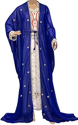 Moroccan Kaftan Dubai Dress Caftan Jalabiya Maxi Gown Plus Size Women's Dress Farasha Royal Blue
