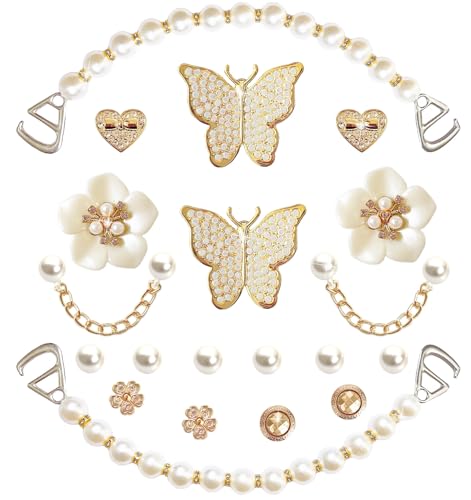 Bling Shoe Charms for Women,Girly Golden Chains for Clog Sandals,Rhinestones Bling Chain Charms Cute Designer DIY Shoe Accessories Decoration Jewels Party Favors by BOAJUNWU - Used condition - US$7.30