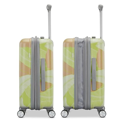 Image of American Tourister Moonlight II Hardside Expandable Luggage with Spinner Wheels, Palm, Large Checked Suitcase 28-Inch