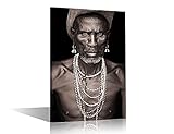 Living Room Decorations Tribal African Male Portrait Picture Abstract Afro Portrait Canvas Paintings African American Wall Artwork Home Decor Gallery-wrapped Stretched Ready to Hang, 12'Wx18'H
